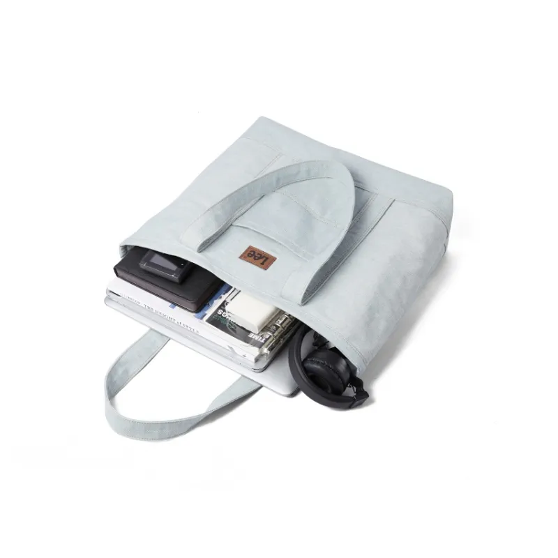 Lee Denim Tote Bag, Shopping Bag, Shoulder Bag, Handbag Regular Women's Khaki/Blue White-14