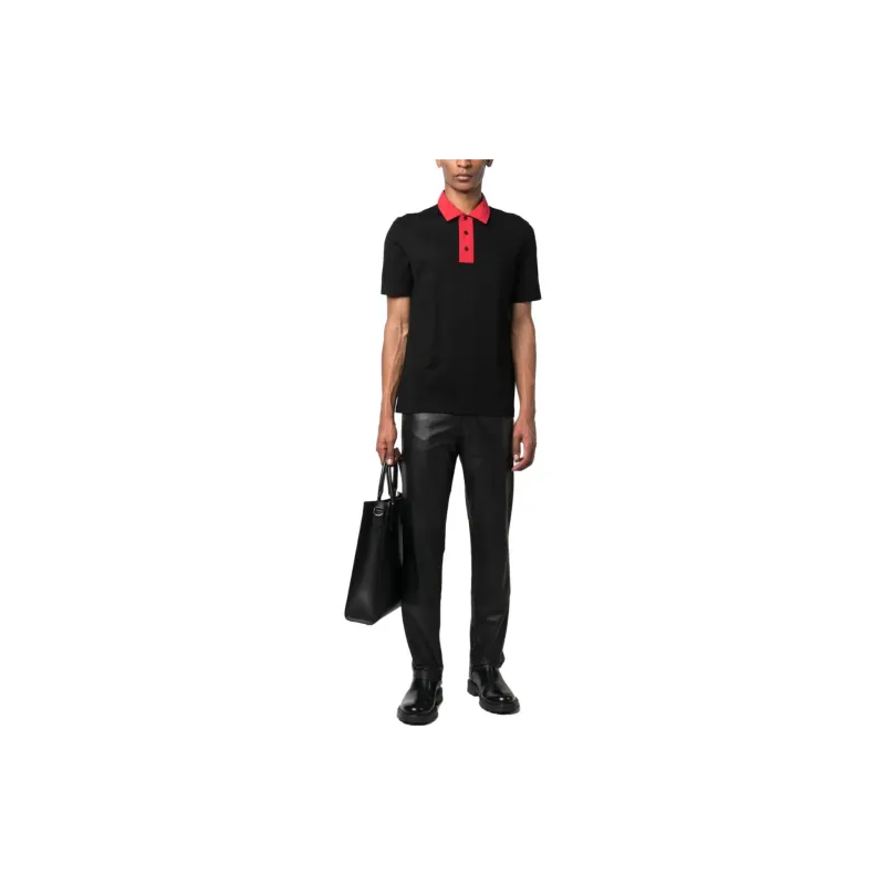 Ferragamo Contrasting-collar Cotton Polo Shirt-1
