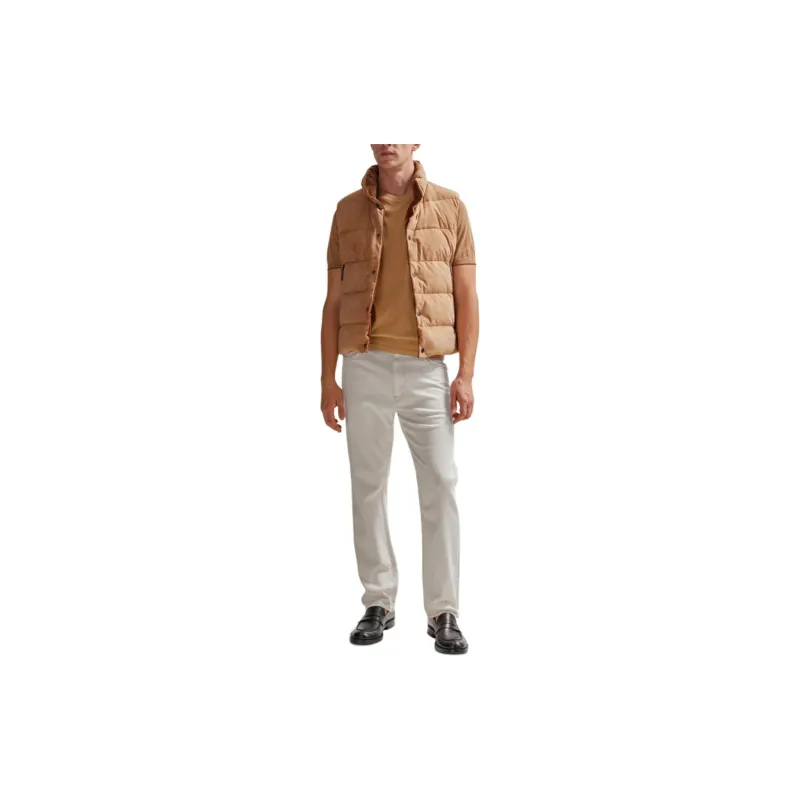 HUGO BOSS Short-Sleeved Sweater In Silk And Cotton T-Shirt Men's Light Brown-2