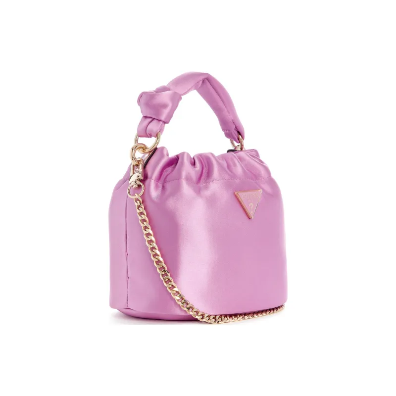 GUESS Satin Bucket Bags Shoulder Bag Crossbody Bag Handbag Mini Women's Pink-1