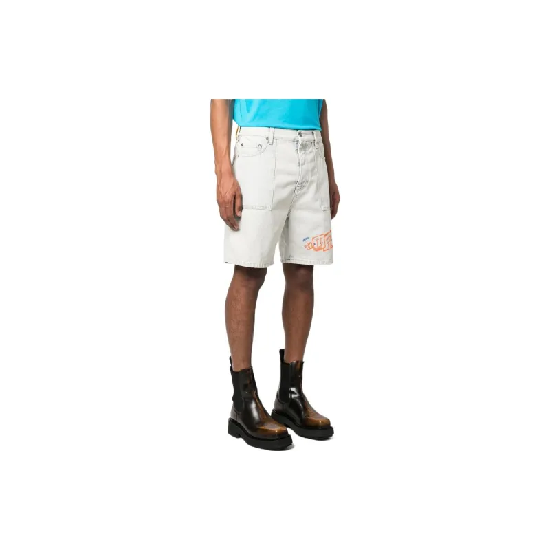 OFF WHITE Utility Embroidered Logo Denim Shorts-3