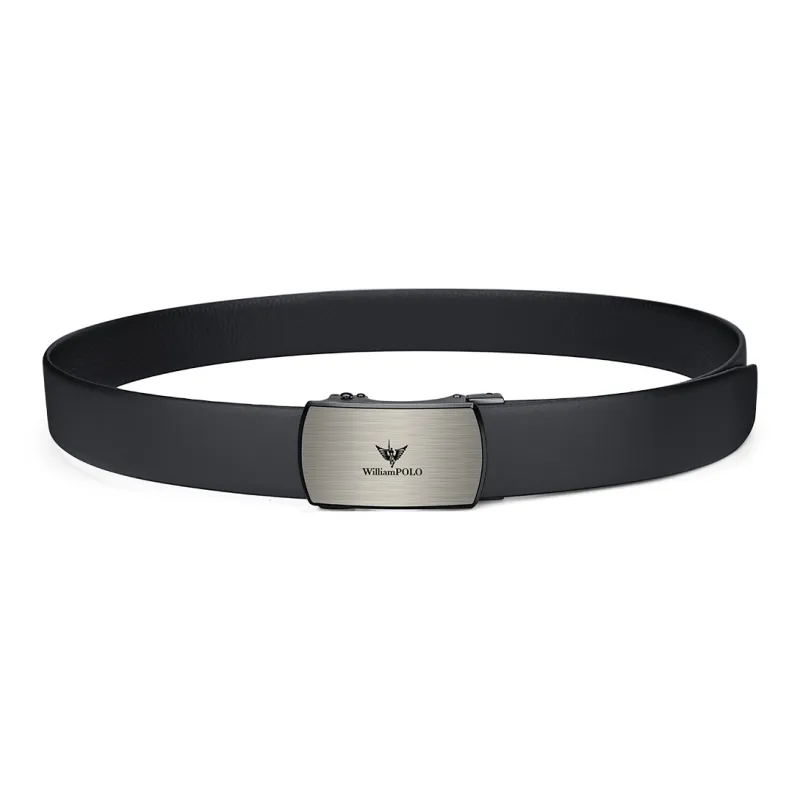 WilliamPOLO Cow Leather Leather Belts Men's Silver Width  3.5cm-2