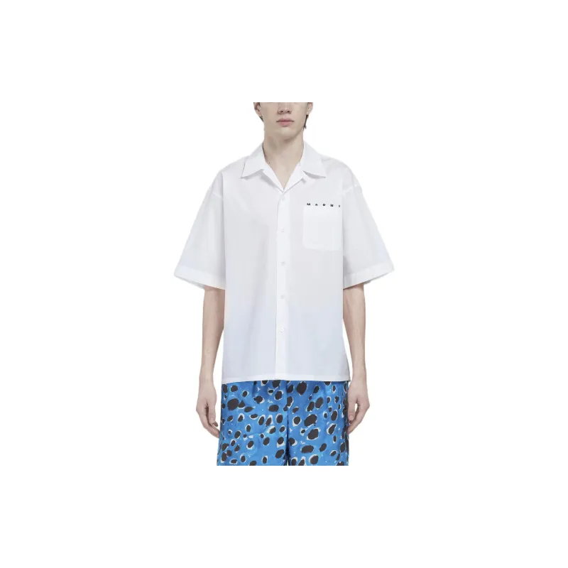 MARNI Boxy Fit Logo Bowling Shirt-3