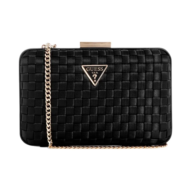 GUESS Satin One Shoulder Crossbody Clutches Women's Black-0
