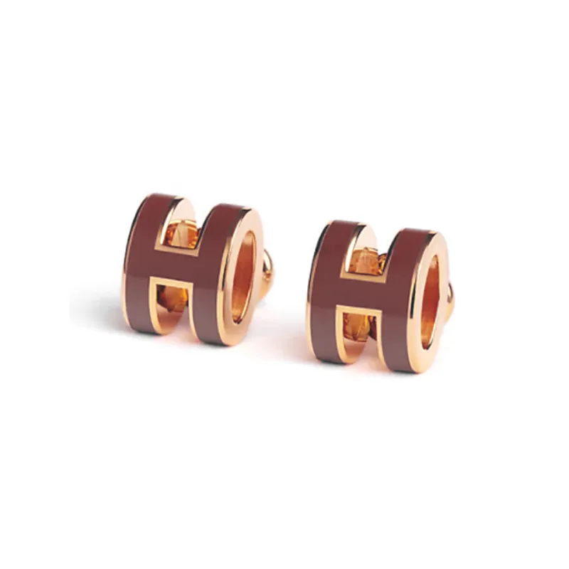HERMES POP H Collection Earrings Women's Brown-0