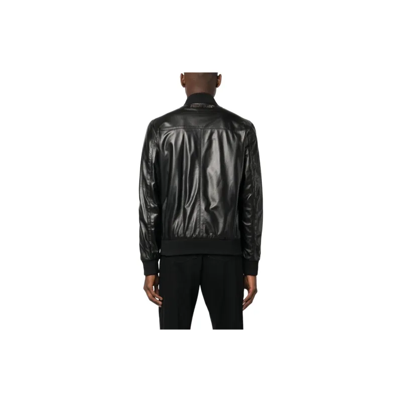 PHILIPP PLEIN Skull Leather Bomber Jacket-2