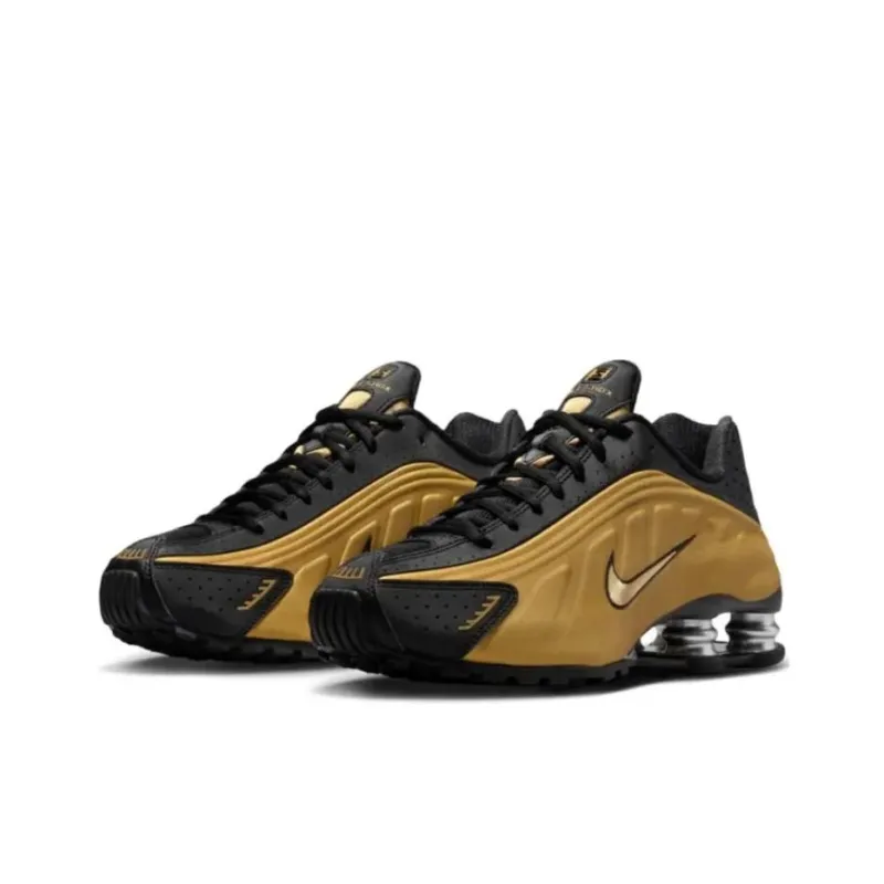 Nike Shox R4 Black Metallic Gold Women's-2
