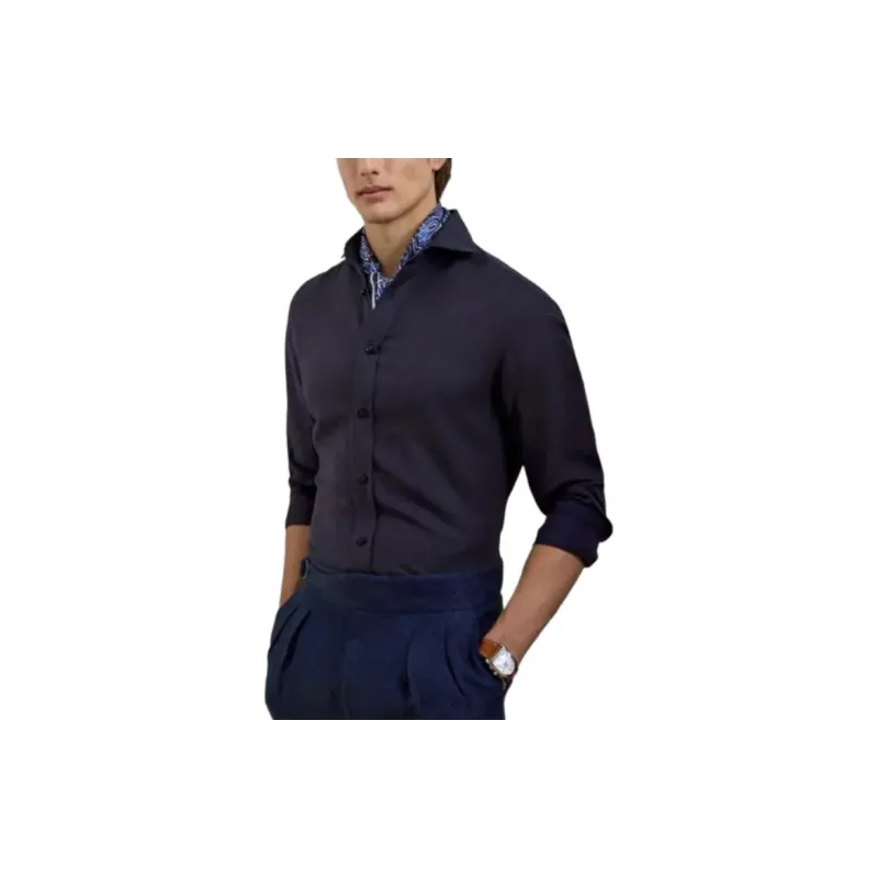 Ralph Lauren Purple Label Linen Silk Canvas Shirt Men's Dark Blue-2