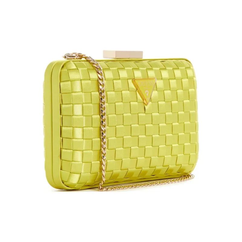 GUESS Satin One Shoulder Crossbody Clutches Women's Yellow-1