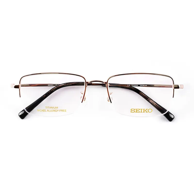 SEIKO Titanium Alloy Square Eyeglass Frames Men's Gold-2