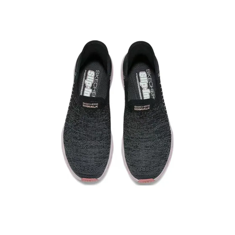 Skechers WOMEN'S GO WALK Anti Slip Wear Resistant Low Top Casual Shoes Women's Black Pink-3