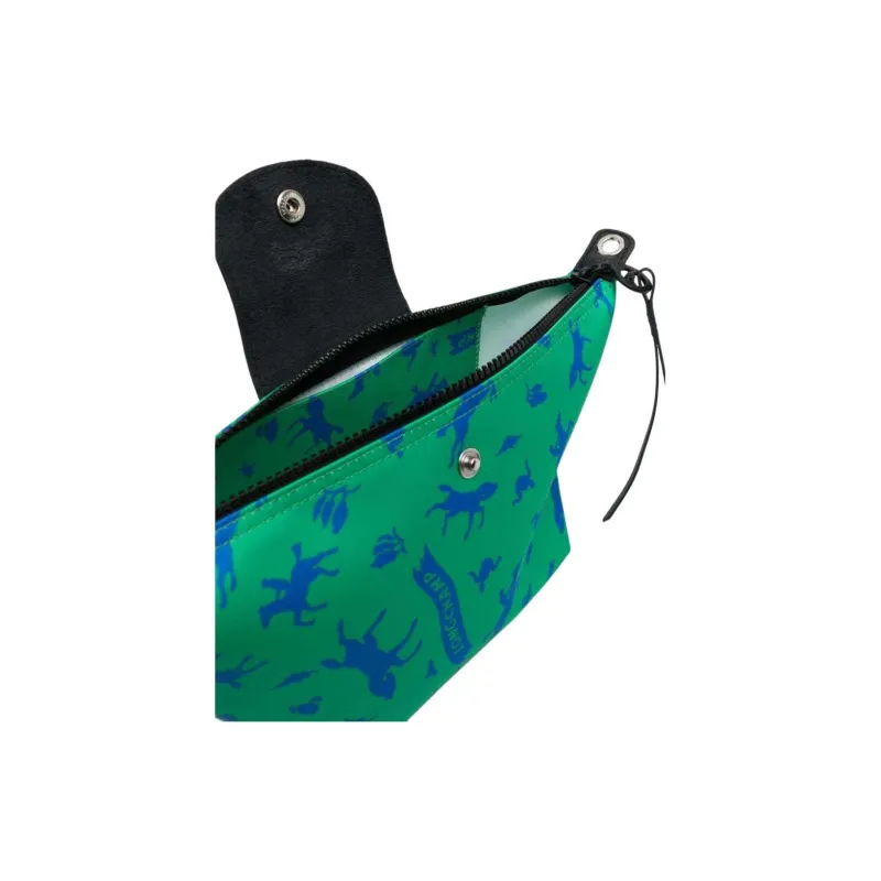 LONGCHAMP Le Pliage Cow Leather Trim Dumpling Bag, Portable Crossbody Bag, Shoulder Bag Women's Grass Green-3