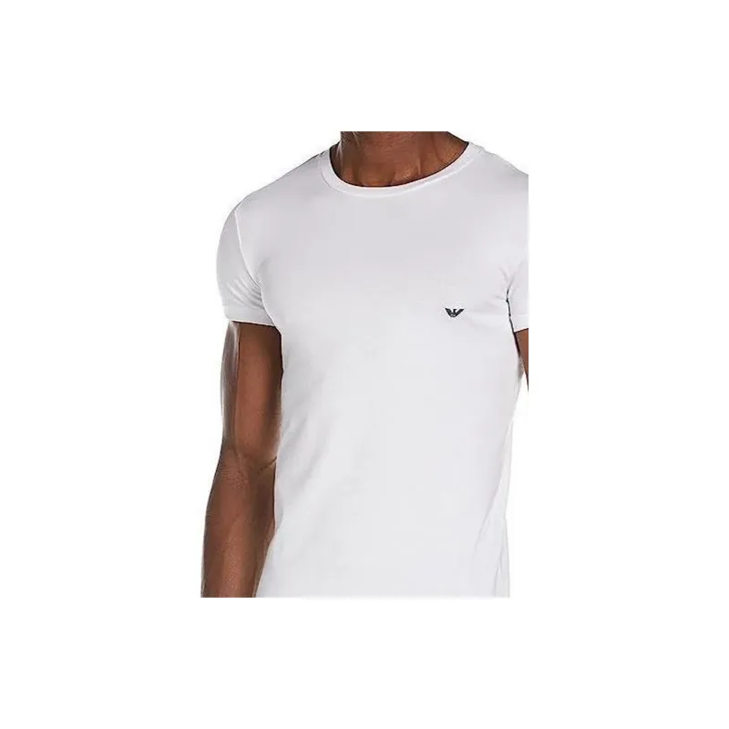 EMPORIO ARMANI Solid Color Crew Neck Pullover Short Sleeved T Shirt Men's White-4