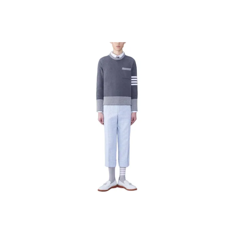 THOM BROWNE· Cotton Hector Pullover Knitwear Men's Medium Gray-1