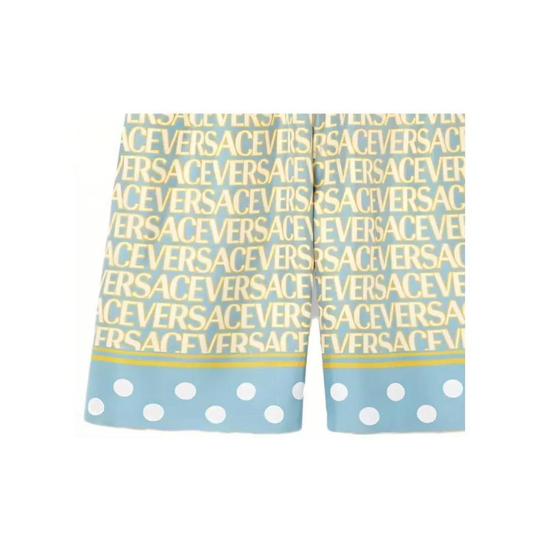 VERSACE All Over Logo Printed Knee Length Shorts-5