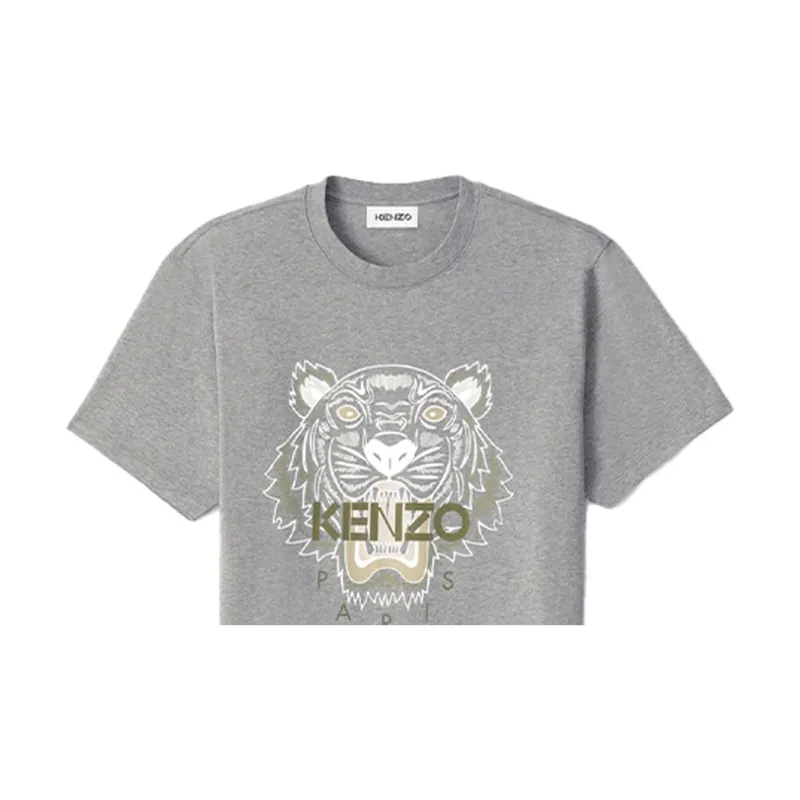 KENZO Classic Tiger Head T Shirts Men Gray-4
