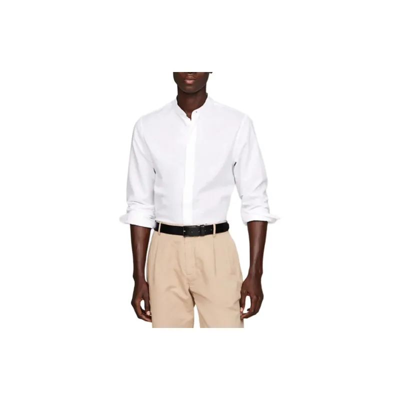 Tommy Hilfiger Band Collar Dobby Regular Fit Shirt T-Shirt Men's White-3