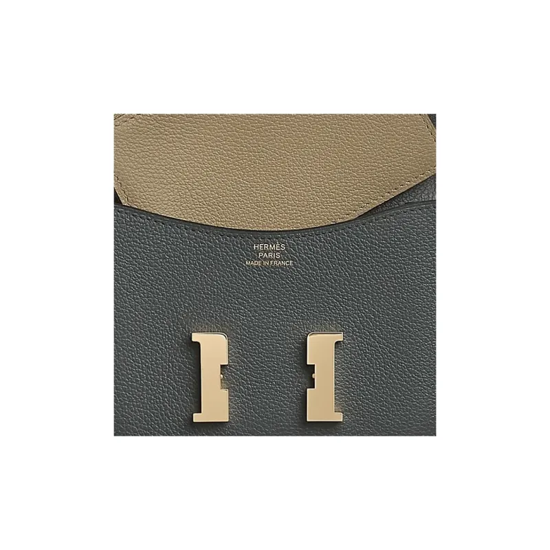 HERMES Constance Slim Evercolor Calfskin Card Holder Coin Purse Fanny Pack Women's Dusty Gray With Marbling Beige-3