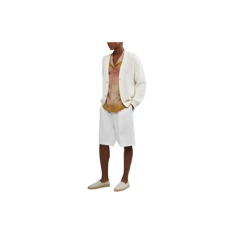 LARDINI Bermuda Comfort Corto In Cotone Satin Stretch Casual Shorts Men's White-1