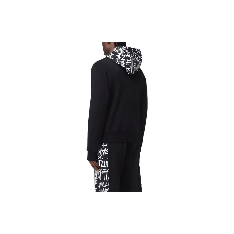 VERSACE JEANS Graffiti print Zip up Cotton Hoodie-3