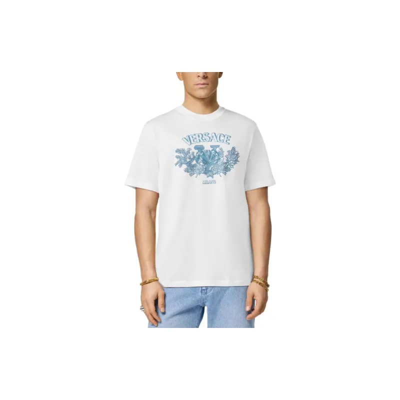 VERSACE University Coral Cotton T shirt-2