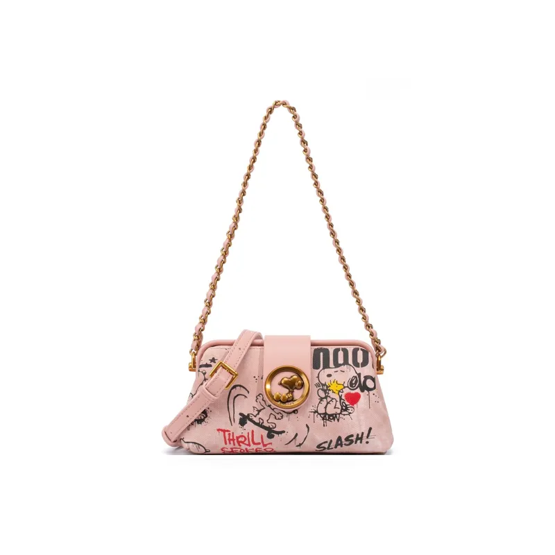 SNOOPY PU Crossbody Bag Shoulder Bag Regular Women's Blue/Pink-8