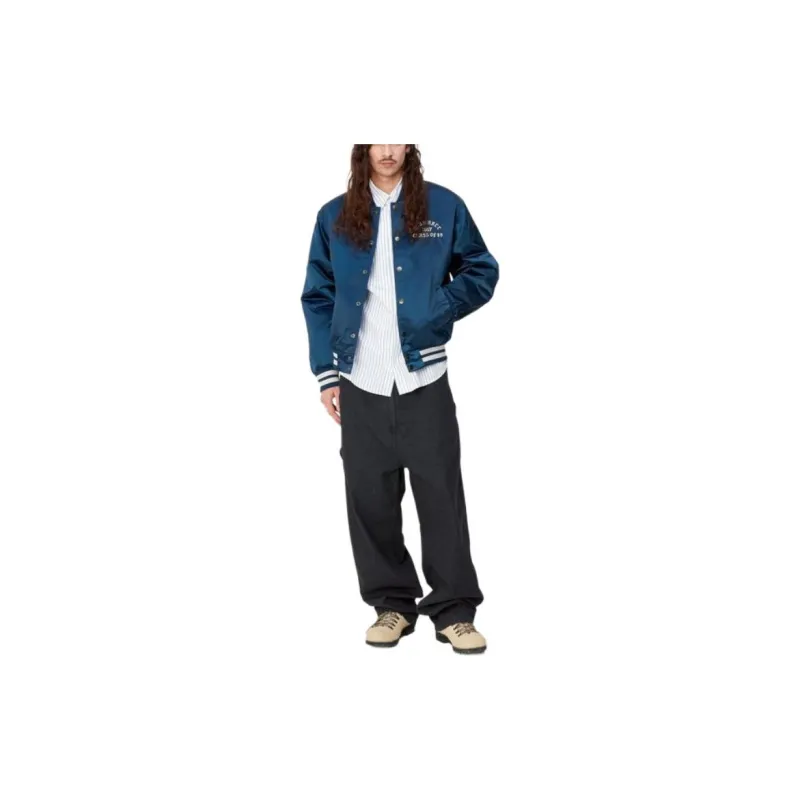 Carhartt WIP Preppy Style Collection Class Of 89 Bomber Jacket Baseball Jacket Men's Blue-3