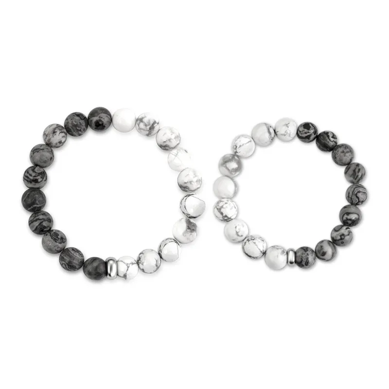 SIMPLE JOYS Bracelets Unisex Map Stone White Turquoise Stretchable Minimalist Style New Chinese Trend-8