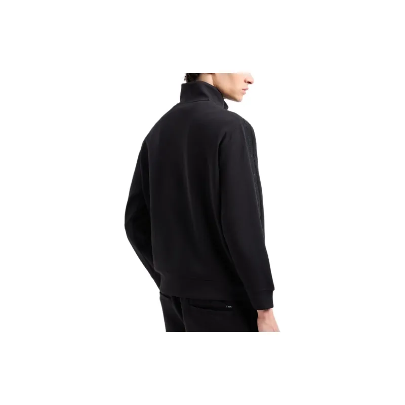 EMPORIO ARMANI Double jersey Full zip Sweatshirt With Embossed Logo Lettering Tape-3