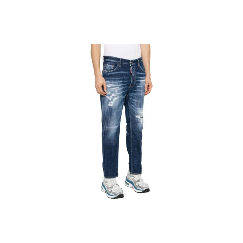 DSQUARED 2 Mid Rise Distressed Washed Denim Jeans-3