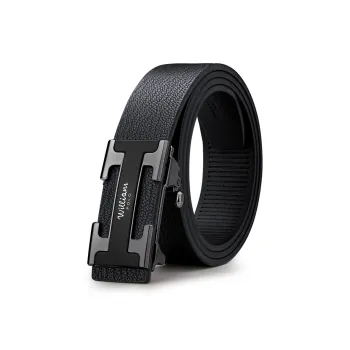 WilliamPOLO Cow Leather Belt Men's Gunmetal 3.4cm Width