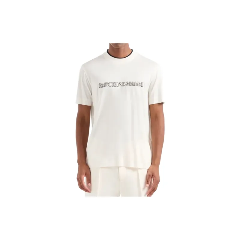 EMPORIO ARMANI Lyocell blend Jersey T shirt With Asv Logo Raised Embroidery-3