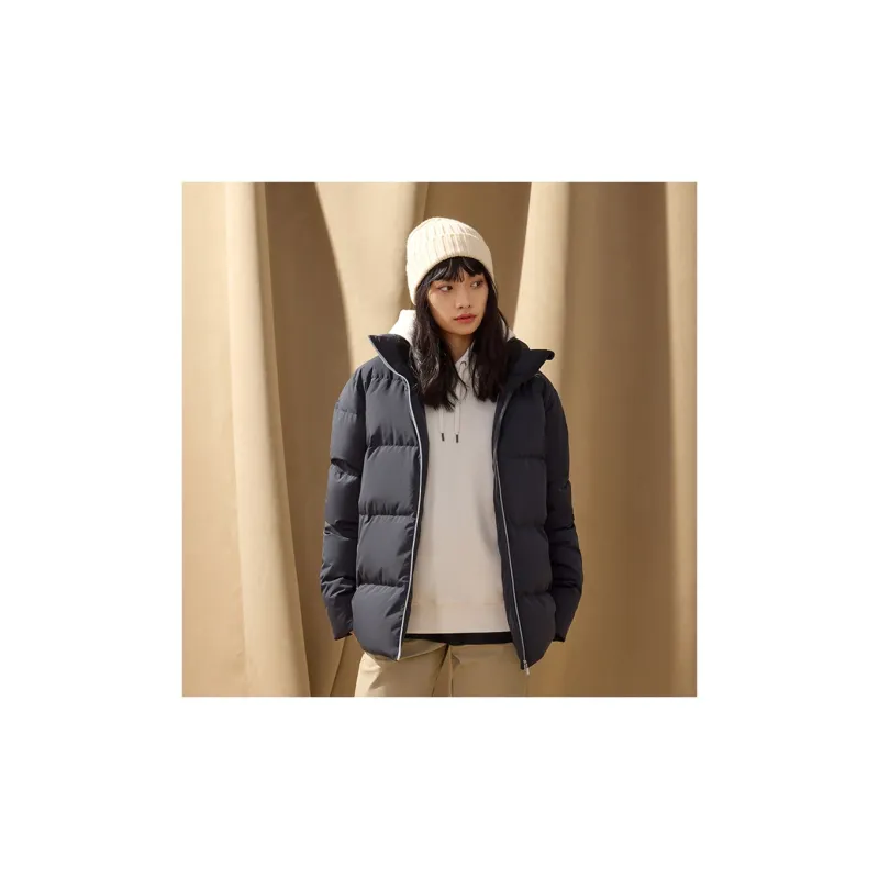 Reebok Solid Color Stand Collar Fitted Thickened Down Jacket Unisex-3