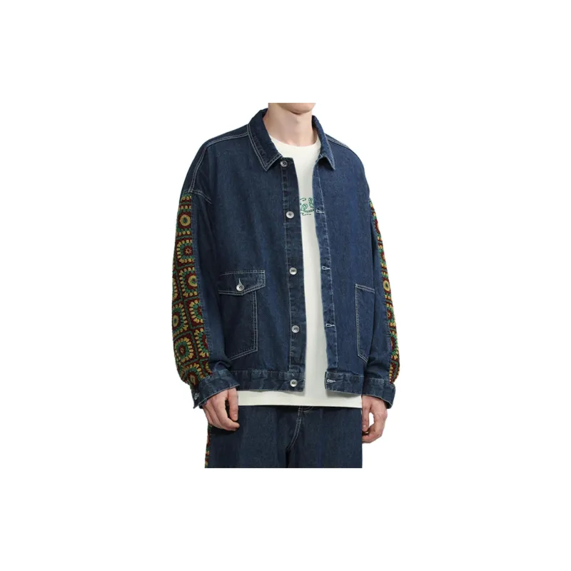 FIVE CM Crochet sleeve Denim Jacket-4