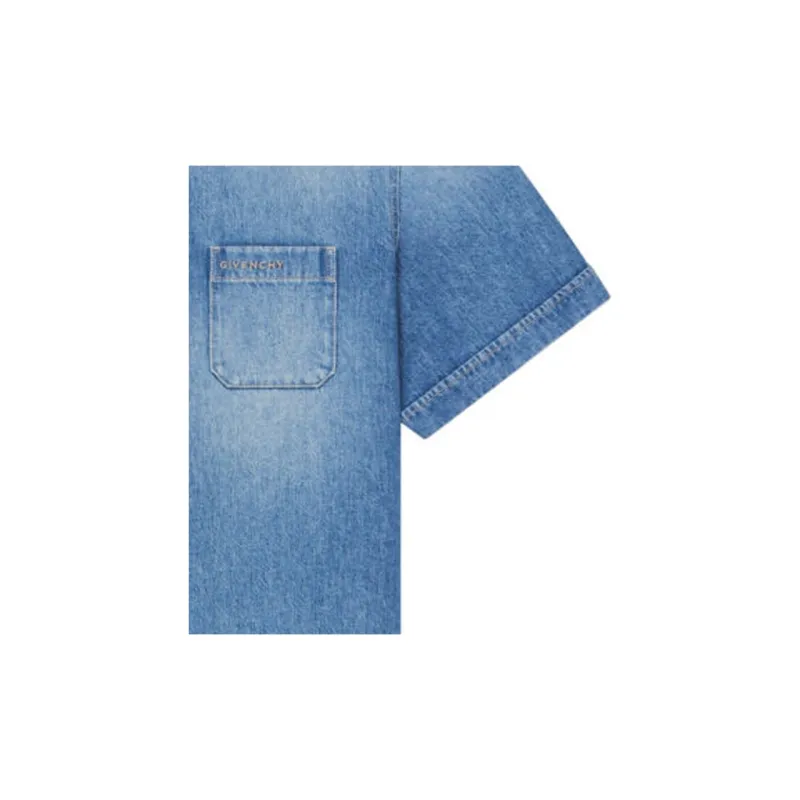 Givenchy Logo Embroidered Denim Shirt-7