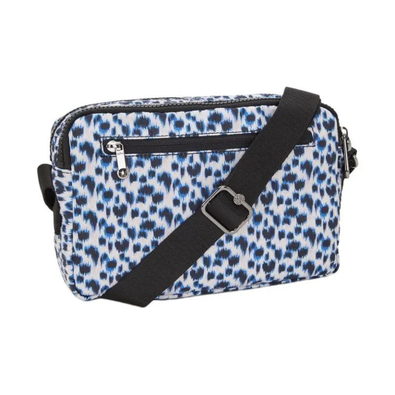 Kipling Recycled Polyester Shoulder Bag, Crossbody Bag Medium Size Unisex White With Leopard Print-2