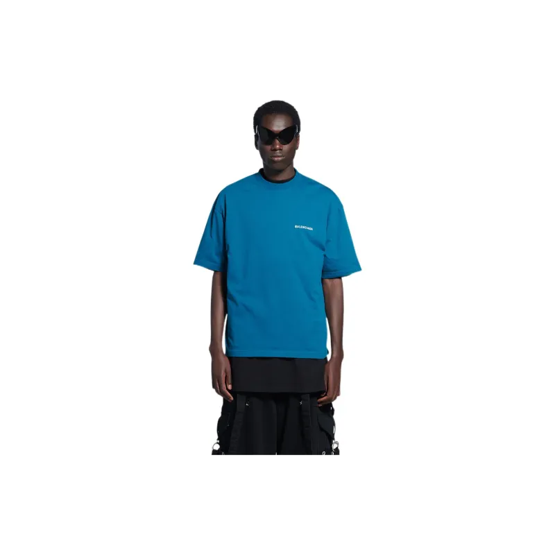 Balenciaga T Shirt, Loose Fit Men's Azure Blue-2