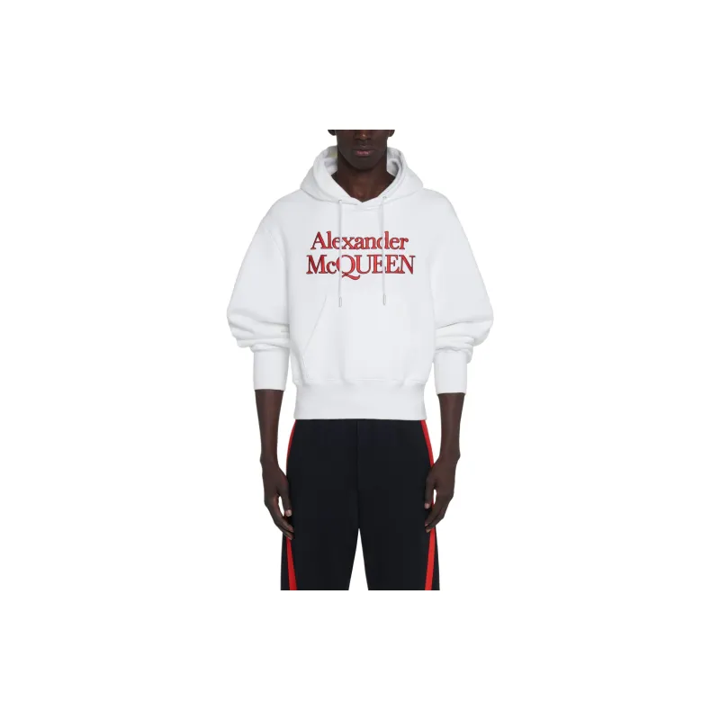 Alexander McQueen Logo Embroidered Drawstring Hoodie-4