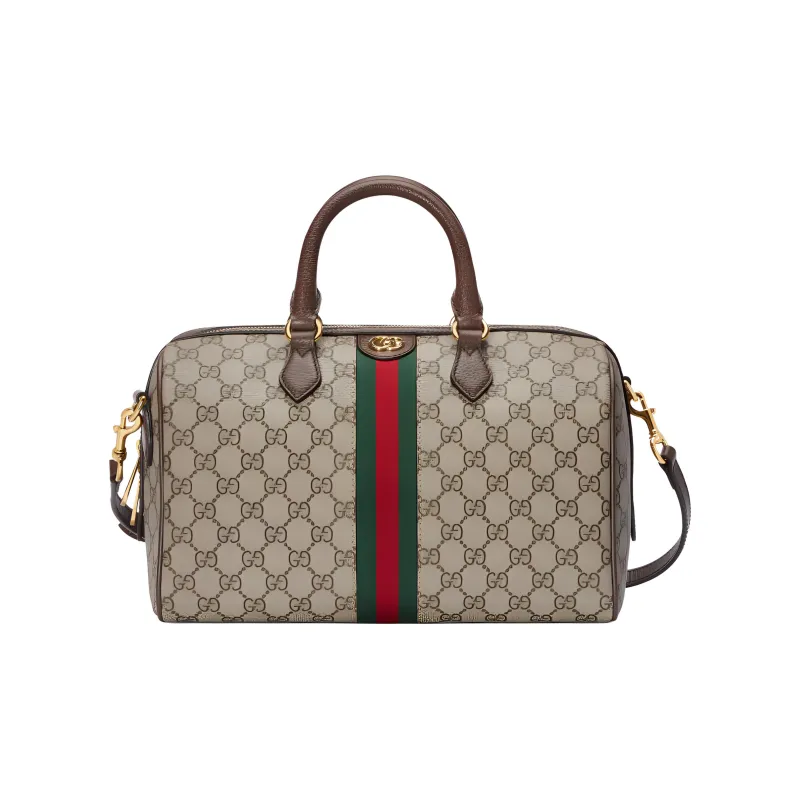 GUCCI Ophidia Canvas With Leather Binding One Shoulder Crossbody Canvas Bag Handbag Medium Size Women's Brown-1