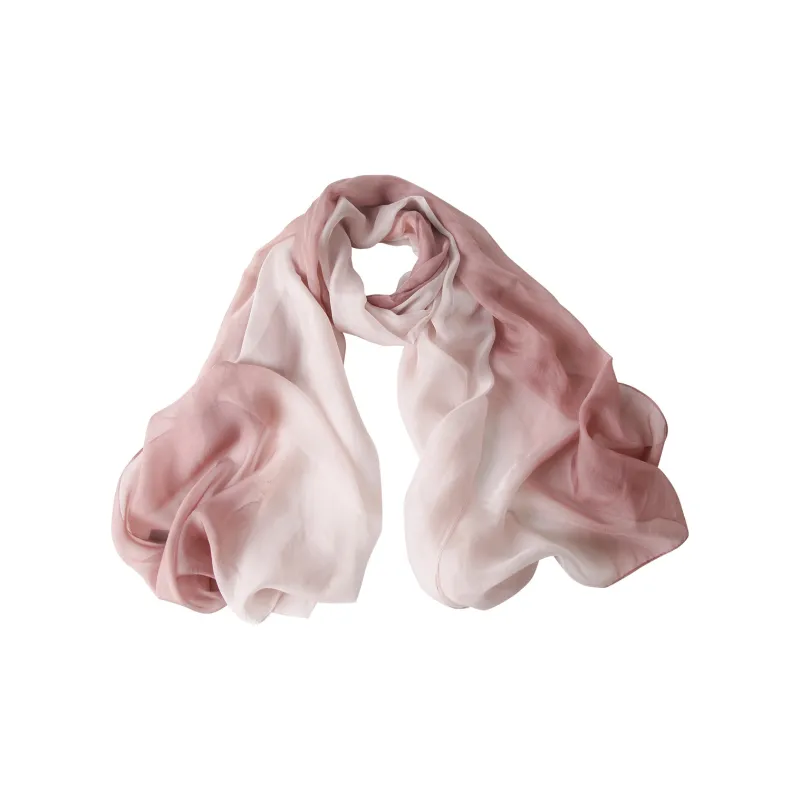 Shanghai Story 100% Mulberry Silk Silk Scarves Women's Dusty Pink Gradient Gift Box Set-31