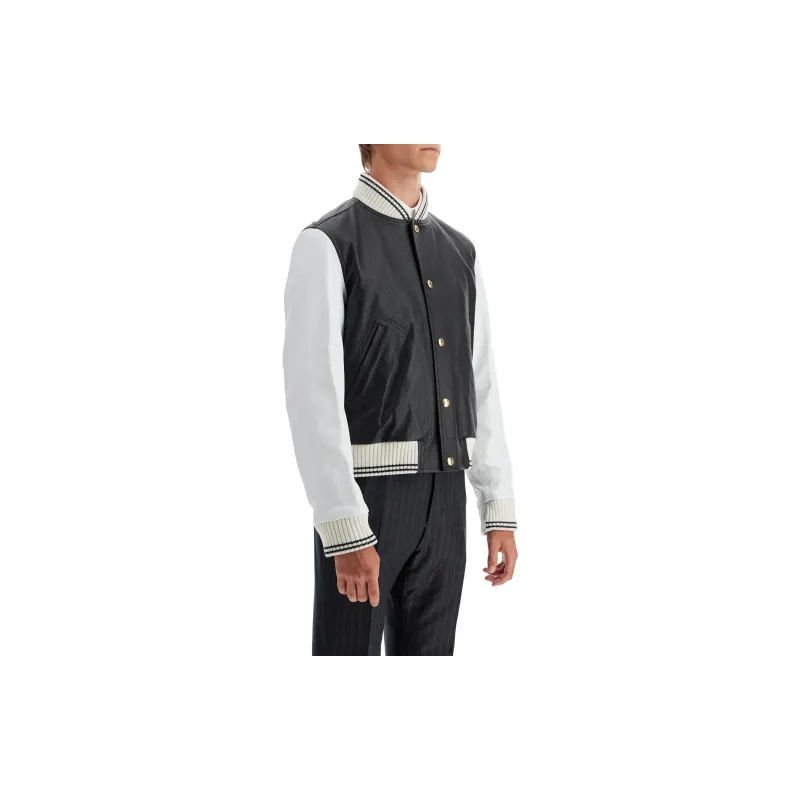 THOM BROWNE Buttoned Long Sleeved Bomber Jacket-2