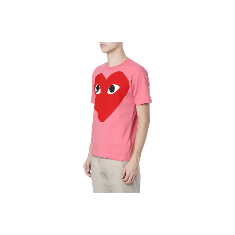 CDG Play Pastelle Red Heart T-shirt Pink-4