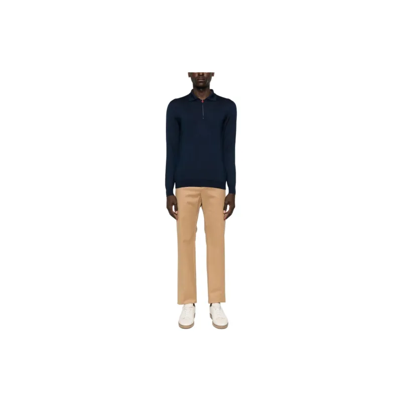 KITON Long Sleeve Cashmere Silk Polo Shirt-2