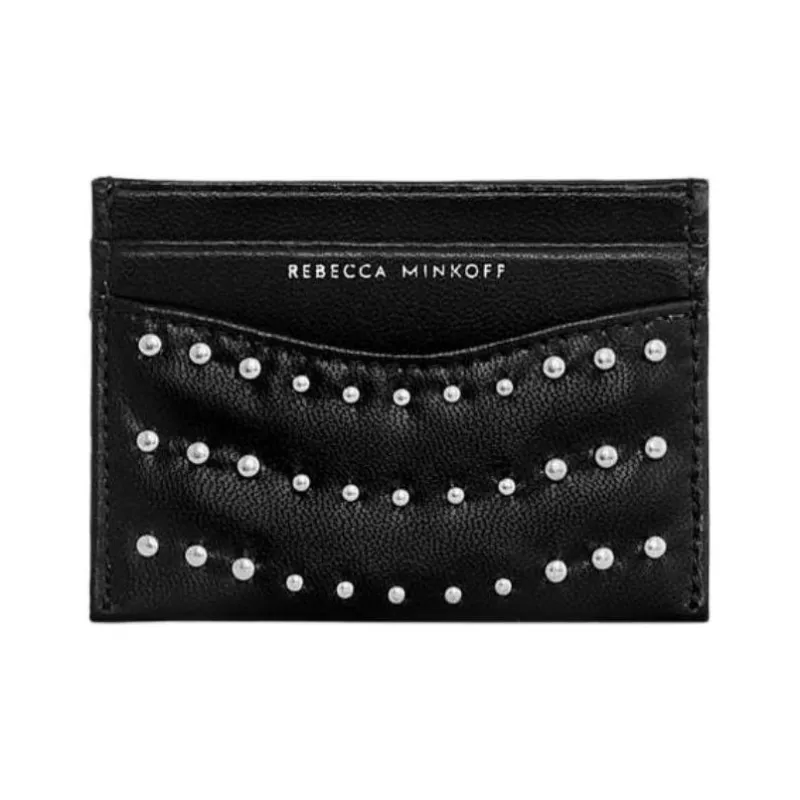 REBECCA MINKOFF Leather Card Holder Women's Black-1
