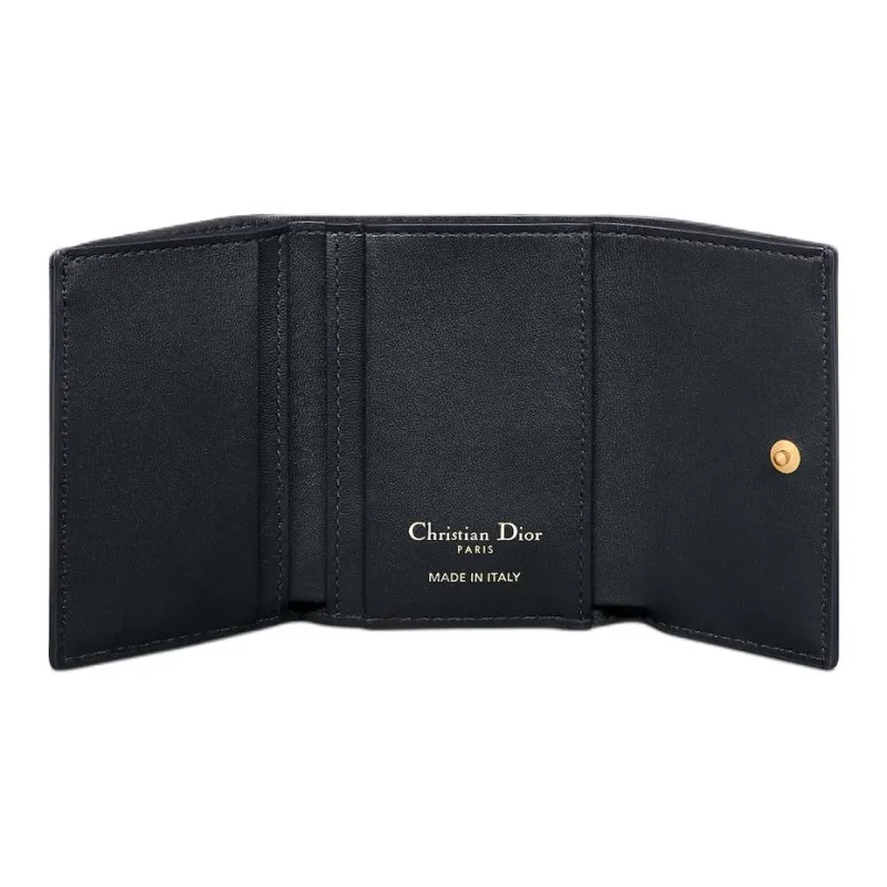 DIOR 30 Montaigne Cotton With Calfskin Wallet Regular Women's Blue-3
