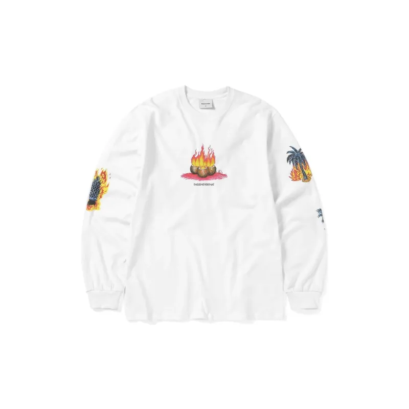Thisisneverthat SS24 Burning Palm Tree L/S Tee T Shirt Unisex White-1