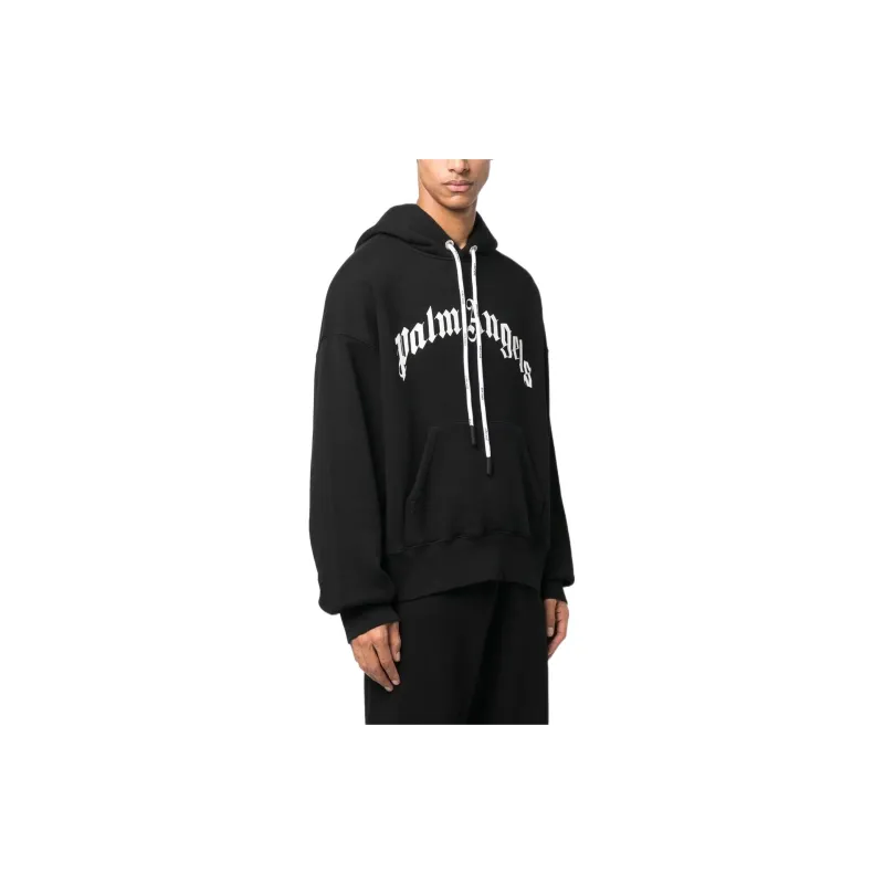 PALM ANGELS Curved Logo print Hoodie-2