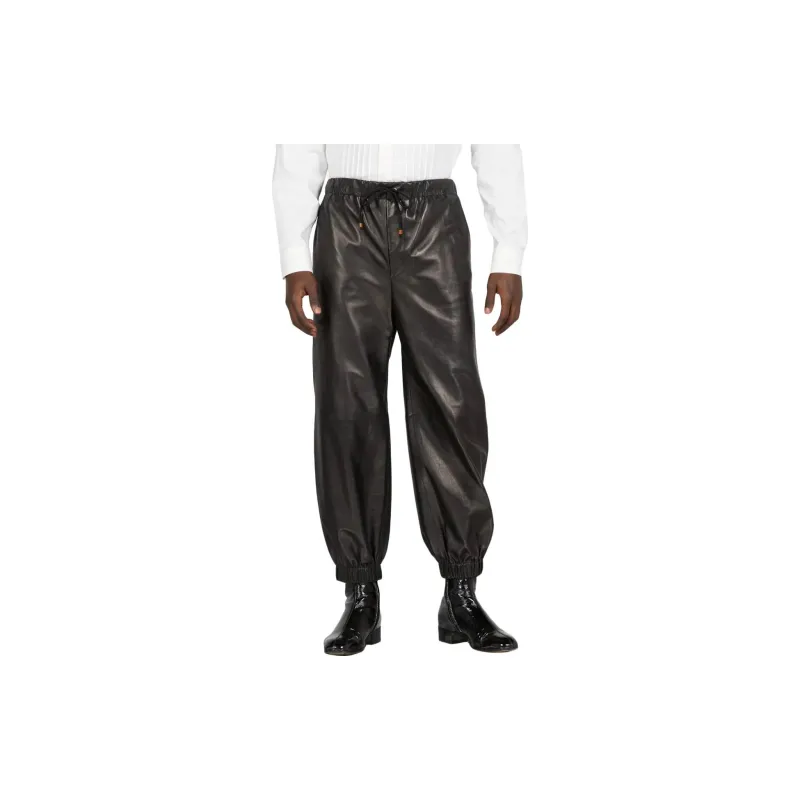 GUCCI Solid Color Shiny Mid-Rise Elastic Cuff Men's Black-4