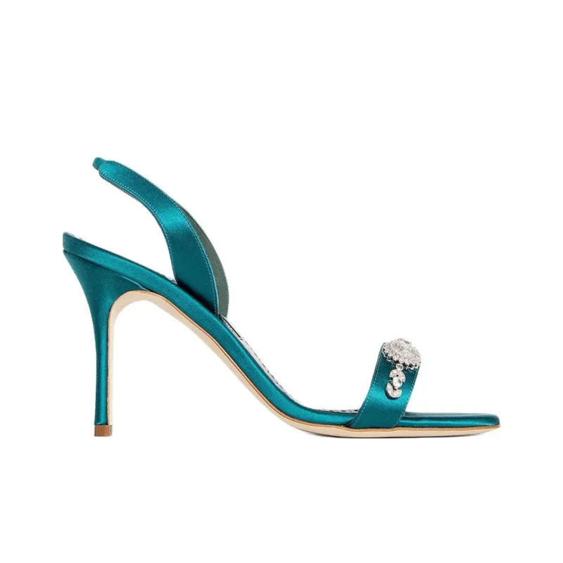 MANOLO BLAHNIK One Strap Sandals 9cm Women's Green-1