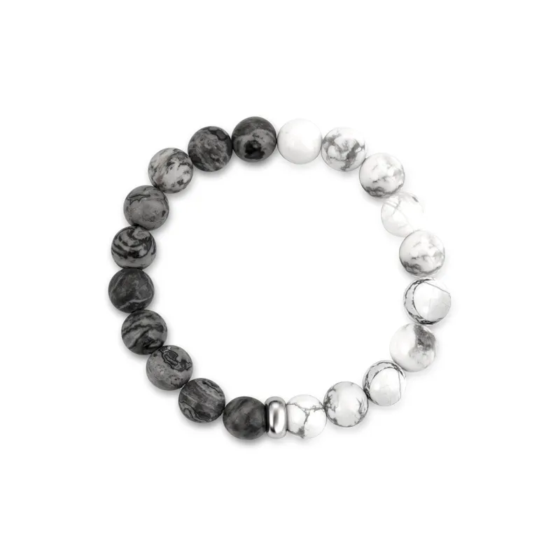 SIMPLE JOYS Bracelets Unisex Map Stone White Turquoise Stretchable Minimalist Style New Chinese Trend-1